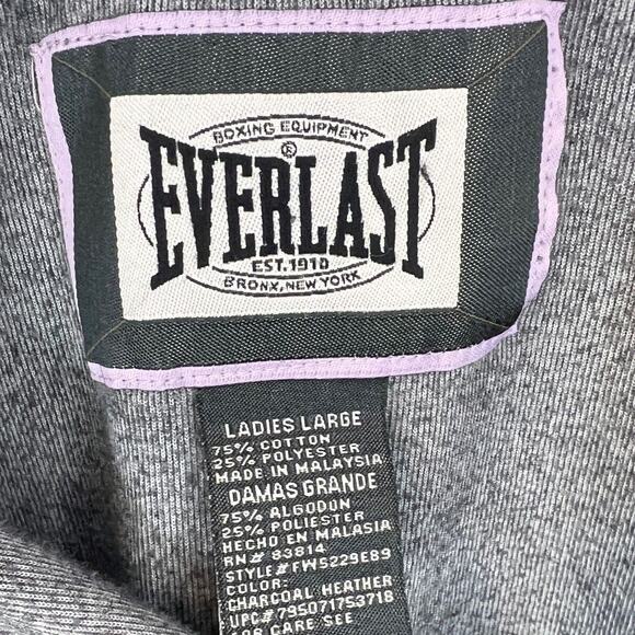 EVERLAST Womens Full Zip Sweatshirt Gray Crushed Velvet Spread Collar Size Large - Picture 6 of 6